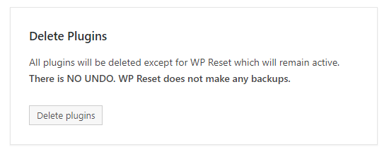 Настройки плагина WP Reset для сброса сайта 