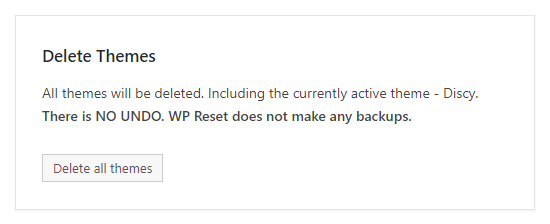 Настройки плагина WP Reset для сброса сайта 