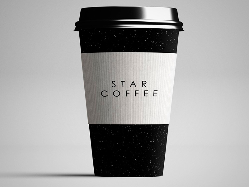 Мокап стакан кофе с паттерном звездное небо